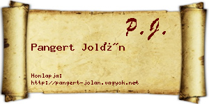 Pangert Jolán névjegykártya